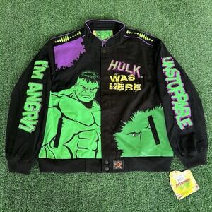 NWT NOS 2010 JH Design Youth Marvel Hulk‎ Nascar Jacket Size 2XL Mens Crop Small